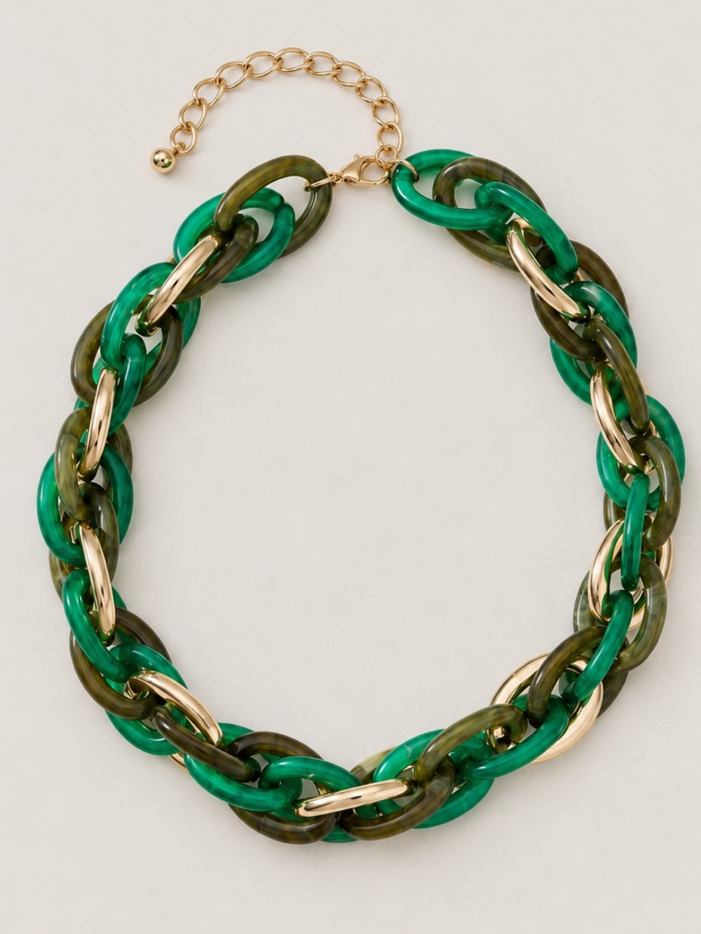 New! Green Stacked Acrylic Link Necklace (1053) NWOT